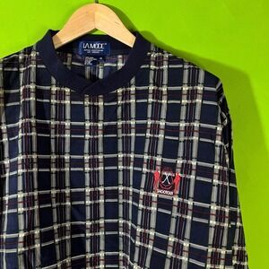 90s LA MODE Active Sportswear Men XL Plaid Golf Pullover Jacket Shootout VTG USA
